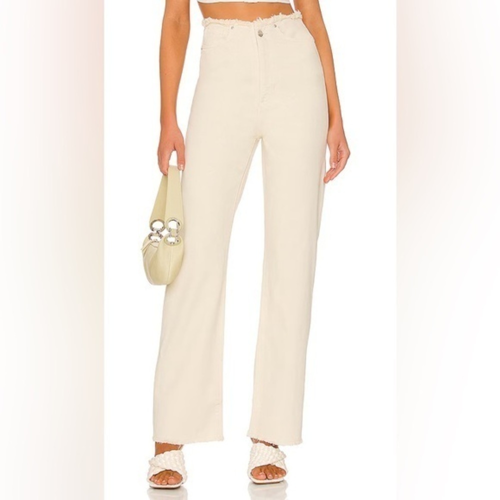 WeWoreWhat Frayed Straight Jean "Classic White" Cream Butter Yellow Size 29